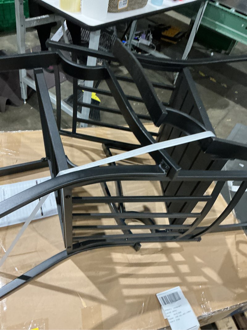 Condition photo showing As Is for style selections ashton 5-piece black patio dining set steel square table with 4 stationary chairs