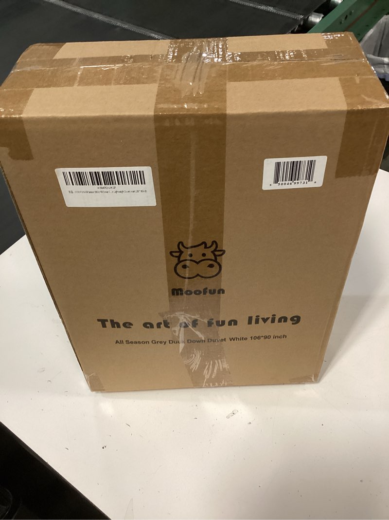 Condition photo showing New/Like New for MOOFUN All Season 60Oz Fill Down Comforter King Size w/odorless greyduck Down,Soft &Noiseless Cover 400thread Count for Noise Sensitive Sleeper, Hotel Collection Lightweight Duvet Insert 106 * 90Inch White King