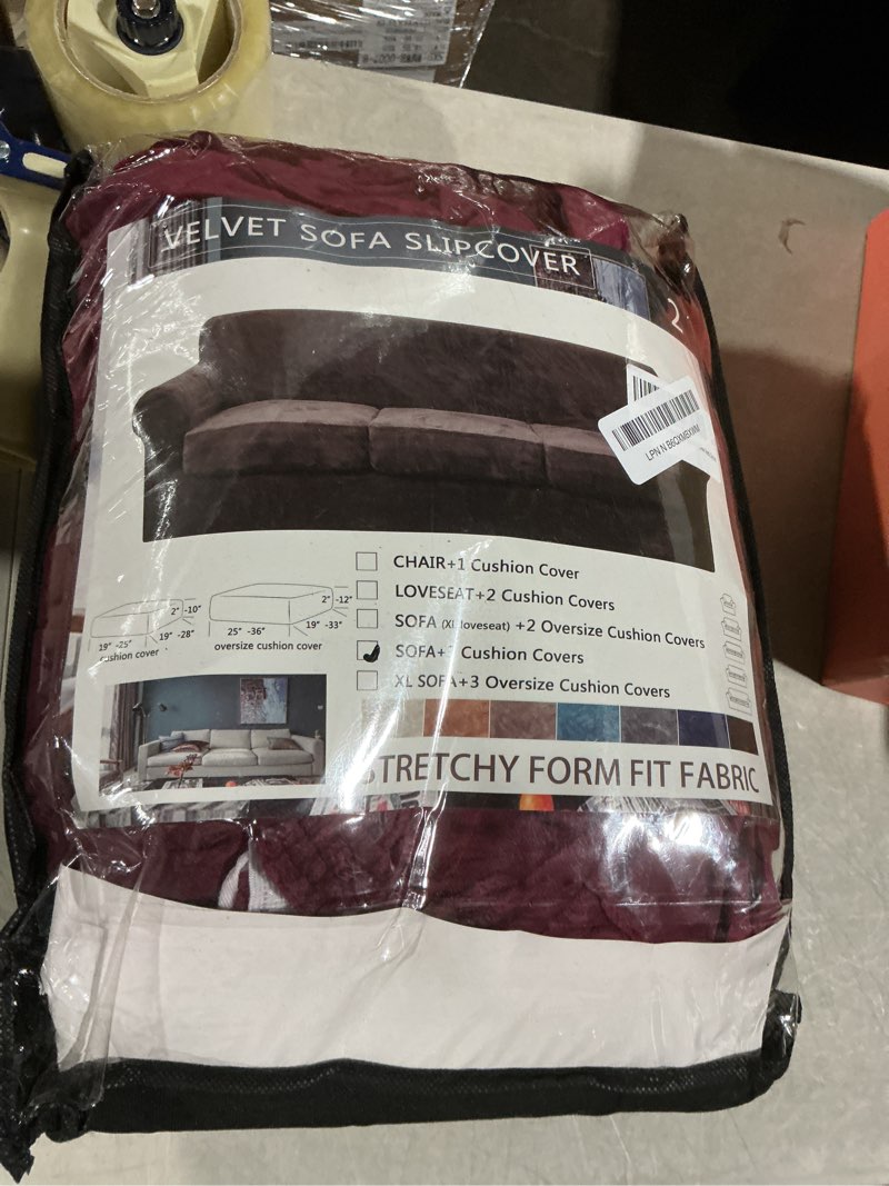 Condition photo showing Good Condition for znsayotx luxury velvet couch cover 4 piece stretch sofa covers for 3 cushion couch thick soft spandex sofa slipcover living room anti slip dogs pet furnitre protector (wine red), 71"-91"(3 cushions)