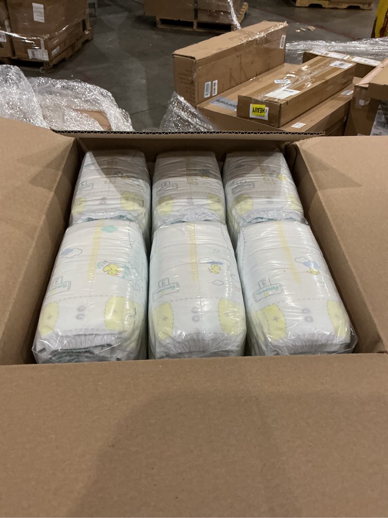 Condition photo showing New/Like New for pampers swaddlers diapers, size 3 (13-26 lbs), 168 count, absorbent, keeps baby dry and comfortable, skin safe disposable baby diaper size 3 168