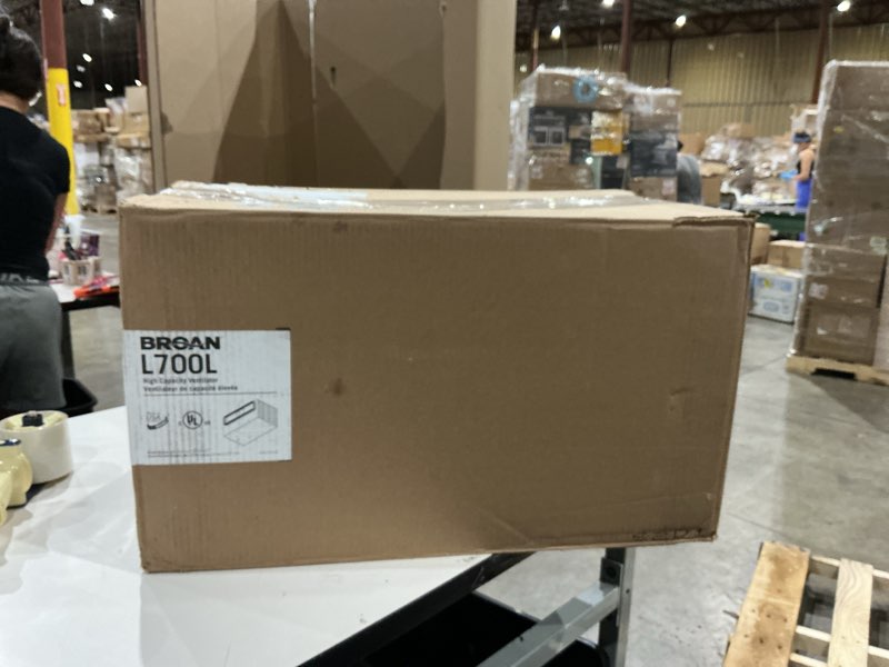 Condition photo showing As Is for broan-nutone l700l high capacity ventilator fan, commercial exhaust fan, 3.7 sones, 681 cfm white 629 cfm