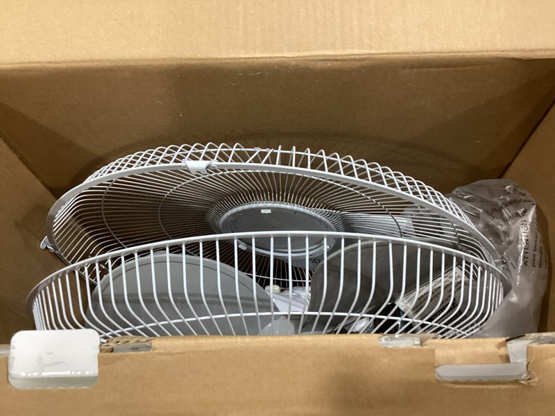 Condition photo showing Good Condition for Comfort Zone 16-Inch Wall Mount Fan, Oscillating Indoor Fan with 3 Speed Settings, Adjustable 60° Tilt Head, Quiet Motor, Pull-Chain Control, Metal Grille Fan for Home, Office & Greenhouse 16" Standard