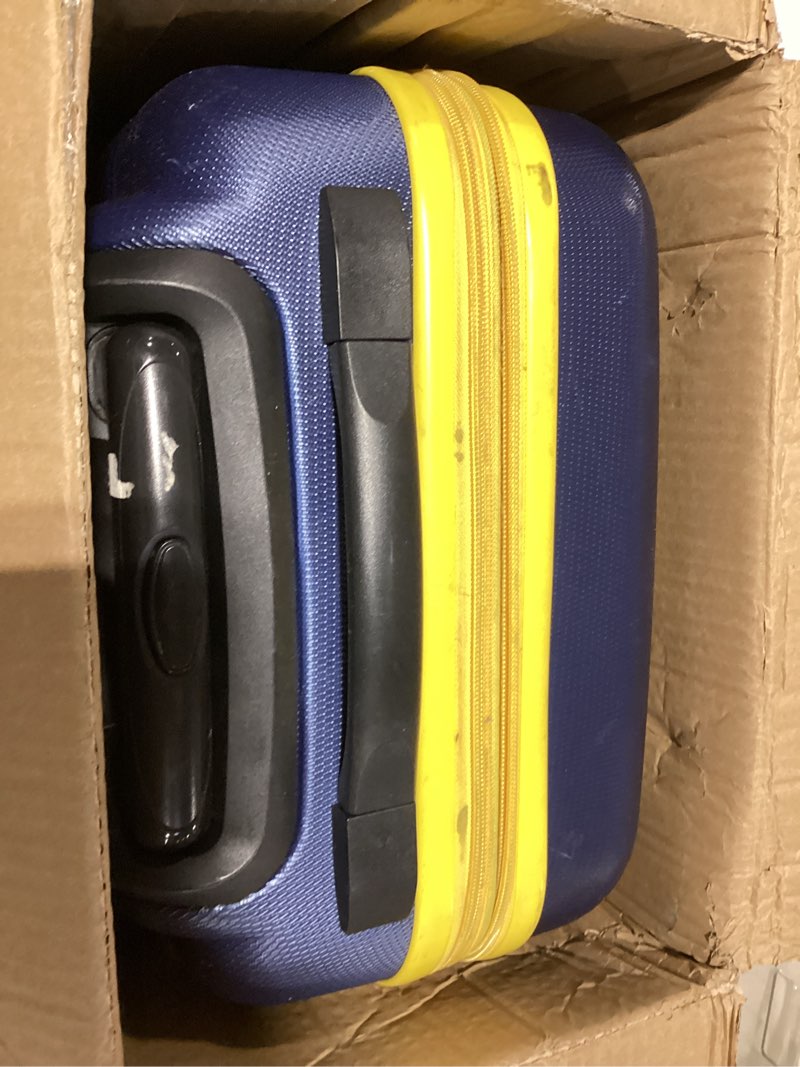 Condition photo showing As Is for Rockland Melbourne Hardside Expandable Spinner Wheel Luggage, Navy, Carry-On 20-Inch Carry-On 20" Navy