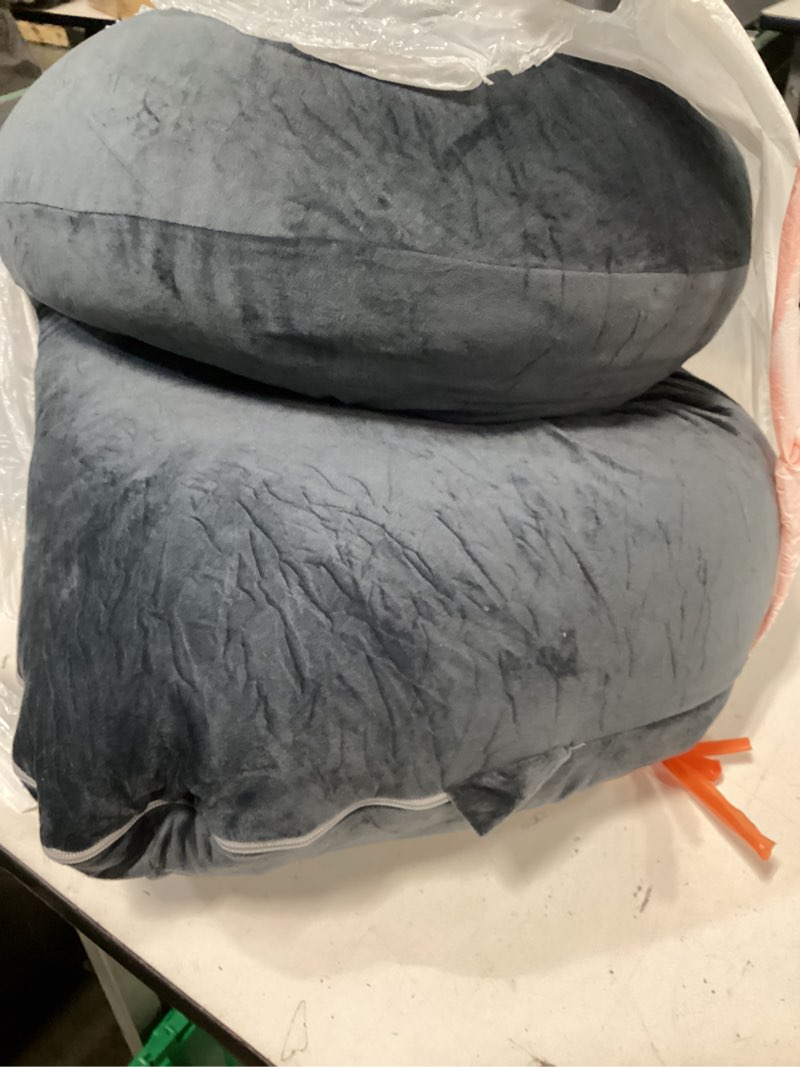 Condition photo showing As Is for Pregnancy Pillow, Full Body 57 Inch Maternity Pillow with Removable Washable Cover - Sleep Support for Legs, Back, Neck, Shoulder, HIPS, Belly for Pregnent Women, Black Grey Velvet Cover Black-grey Velvet
