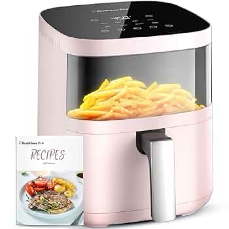 Air Fryer, Beelicious 8-in-1 Smart Compact 4QT Air Fryers, with Viewing Window, Shake Reminder, 450°F Digital Airfryer with Flavor-Lock Tech, Dishwasher-Safe & Nonstick, Fit for 1-3 People, White Bright White