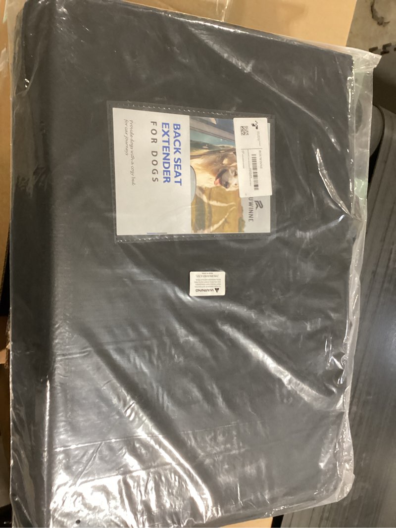 Condition photo showing Good Condition for Back Seat Extender for Dogs-Large Space, Dog Car Seat Cover Hard Bottom Holds 420lbs, Sturdy Backseat Extender for Dogs,Upgraded Material Waterproof Pet Car Bed Dog Hammock for Car, SUV,Truck L Black For Cars/ Mid-Size SUV/ Small Truck