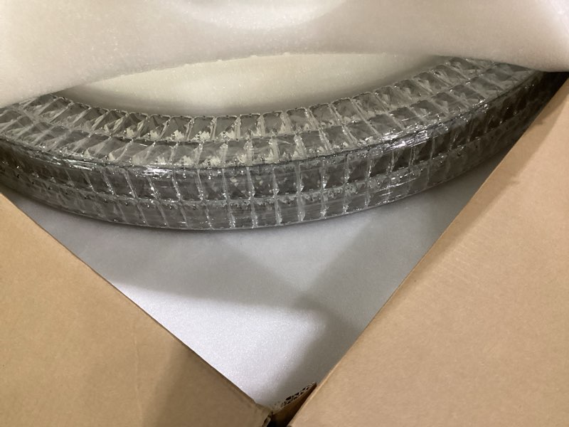 Condition photo showing New/Like New for 47.5in Large Ring Chandelier Round Crystal Chandelie for Living Room Led Dimmable Ring Pendant Light Ceiling Lighting 2700k-6000k 47.5inches Silver