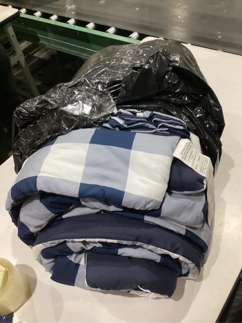 Condition photo showing As Is for similar not exactly ((((lifetb blue white plaid duvet cover queen modern soft 100% cotton comforter cover simple style plaid grid duvet cover with 2 pillowcases blue white grey checked bedding set full queen queen(90\"x90\") a2# plai