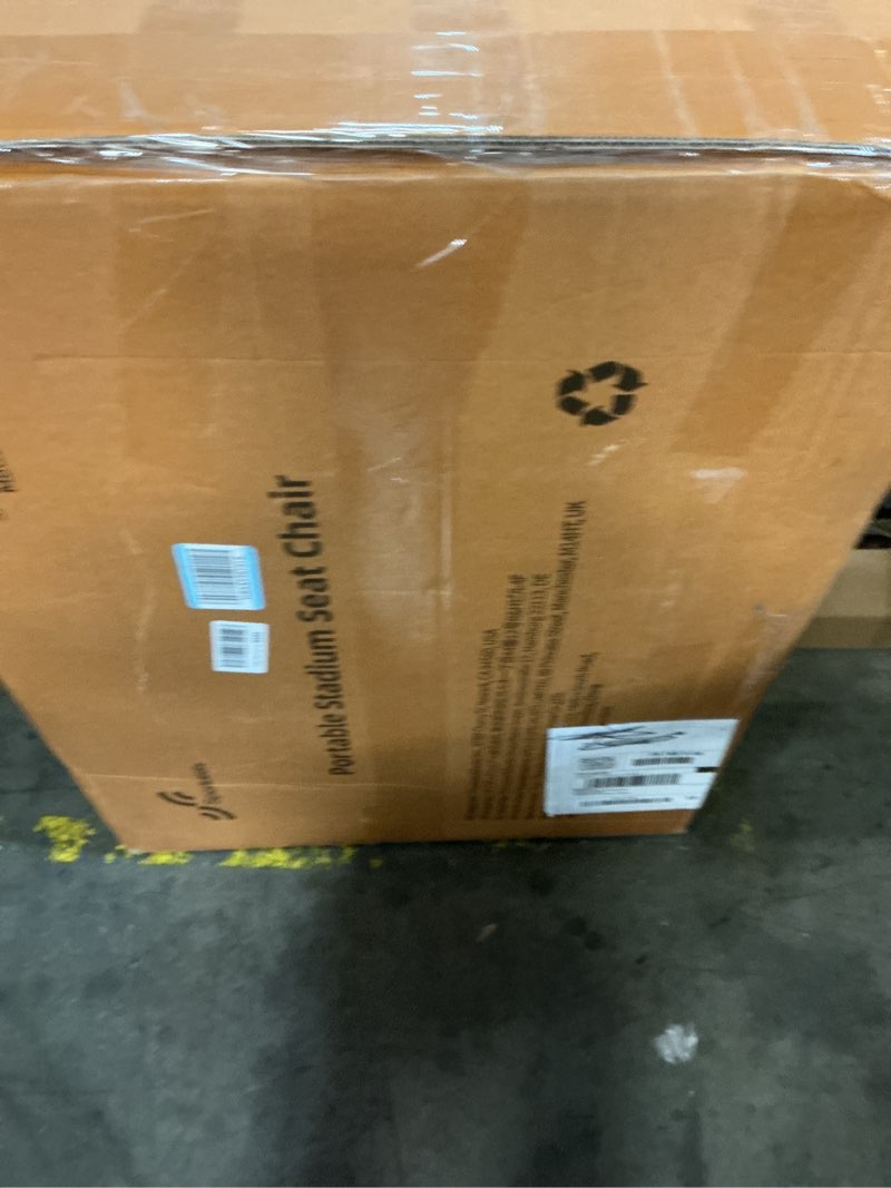 Condition photo showing New/Like New for sportneer stadium seats with back support: 2.5'' thick comfy cushion 6 adjustable angle bleacher seat with armrest - 2 large pockets, 2 cup holders stadium chair for sport events concerts parks black, 2 pack extra wide - 24"