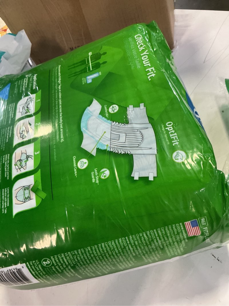 Condition photo showing Good Condition for fitright extra+ adult diapers, disposable incontinence briefs, leak-proof diaper, absorbent briefs for men and women, maximum protection, large, 44 – 56 in, 20 briefs per bag 20 count large