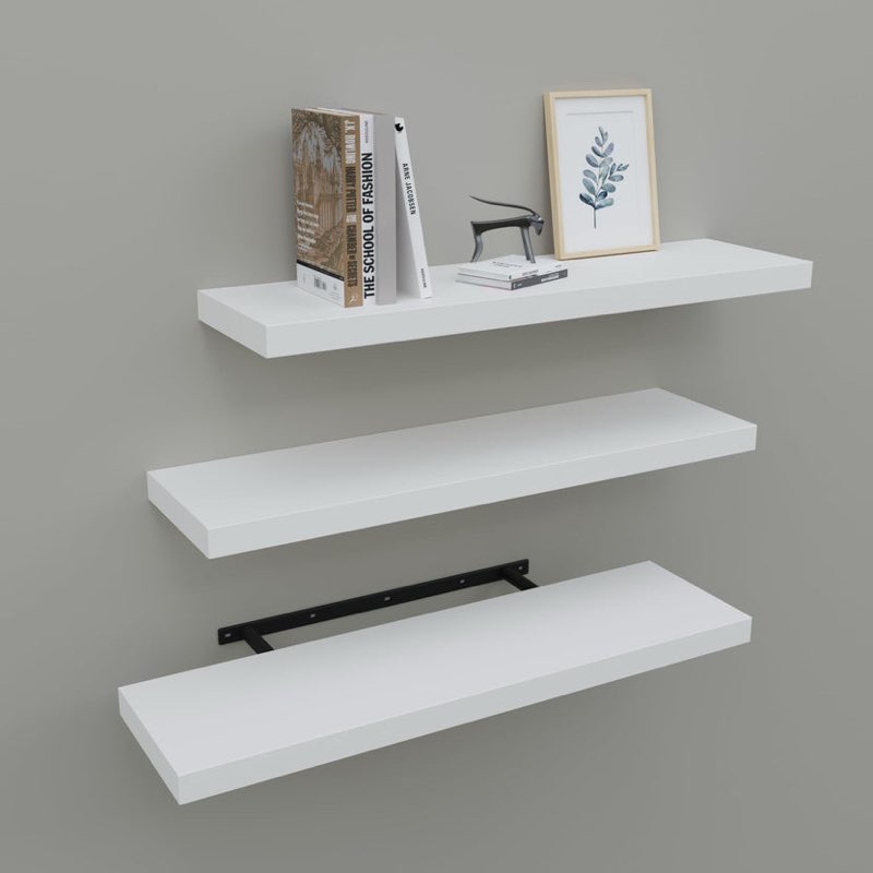 upassion floating shelves for wall set of 3, 24'' white wall shelves for home decor, frame display wall mounted white floating s