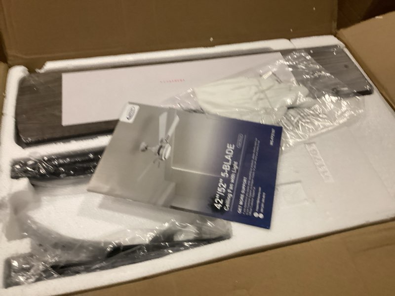 Condition photo showing New/Like New for depuley 52-inch ceiling fan with light: walnut ceiling fans with 5 blades dual finish reversible - farmhouse ceiling fan with remote control for living room outdoor patios black walnut 52 inch
