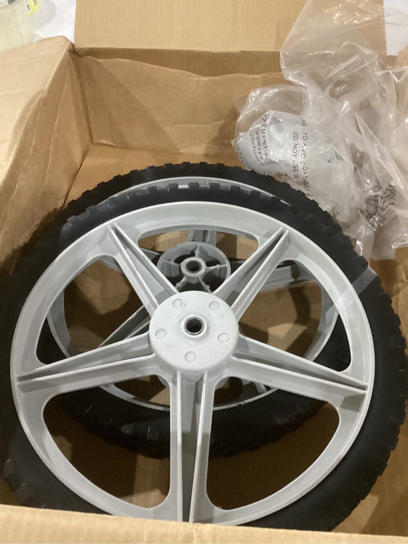Condition photo showing Good Condition for gicool 14 x 1.75" spoked plastic wheel and tire, 2.45" hub length, 1/2" axle bore, universal replacement wheel for lawn mowers and diy trolley wagon cart, 2 pack