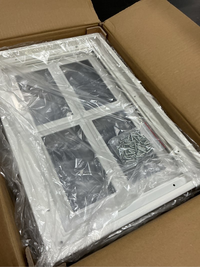 Condition photo showing Good Condition for 4 Pack Garage Door Windows, Replacement Vinyl Window Inserts with UV Resistant Resin Glass for Garage Doors, 20.8 x 13.8 inch (Cross Design)