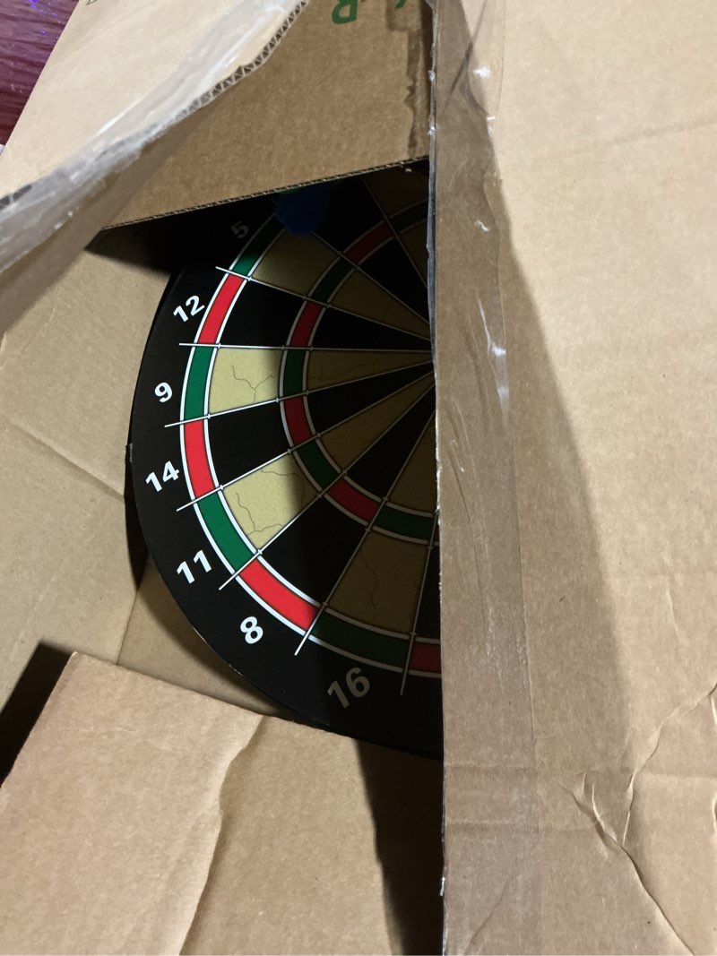 Condition photo showing As Is for HELLO PAPAYA 16in Large Size 2in1 Double-Sided Magnetic Dart Board,with 12 Magnetic Darts+12Sticky B