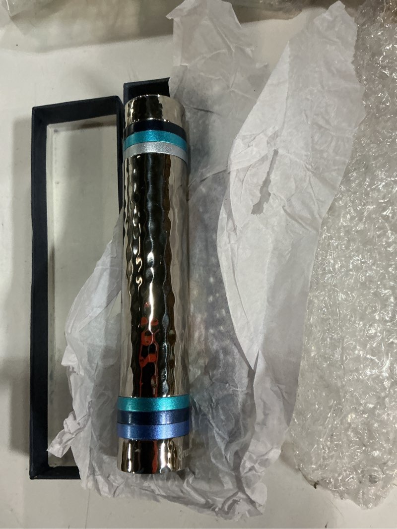 Condition photo showing Good Condition for Emanuel Hammered Travel Havdallah Set- Blue Rings