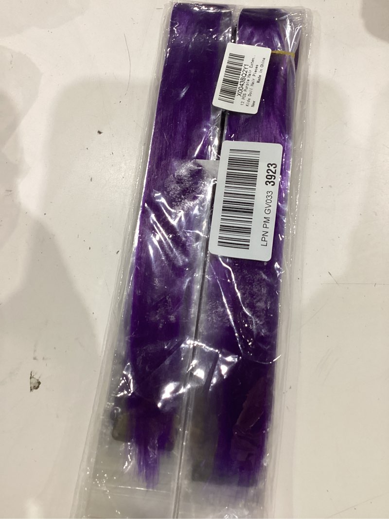 Condition photo showing Good Condition for 12 pcs purple hair extensions clip in, 22-inch colored hair extensions party highlights long straight synthetic hairpieces for women halloween christmas cosplay 12 pcs-purple