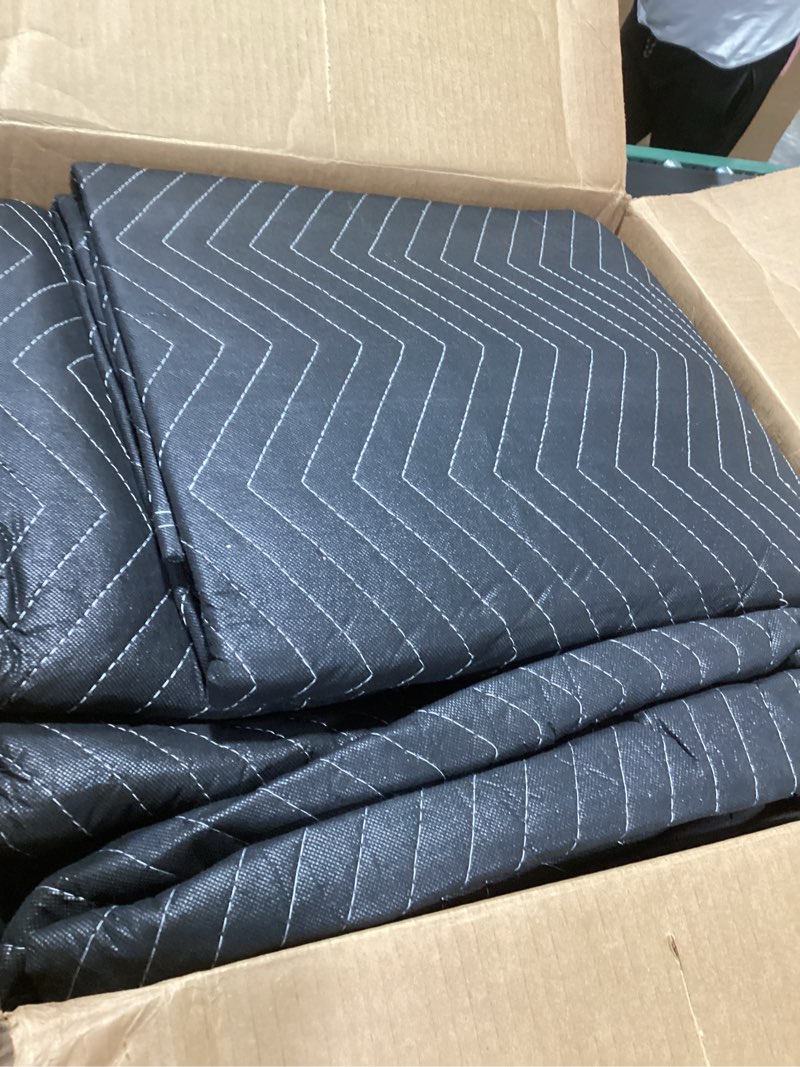 Condition photo showing As Is for moving blankets 72"x80" 12 pack, (45 lb/dz weight), heavy duty moving blanket, deluxe quality padded packing blankets for furniture shipping and storage, black (12 deluxe black blankets 45 lbs/dozen)