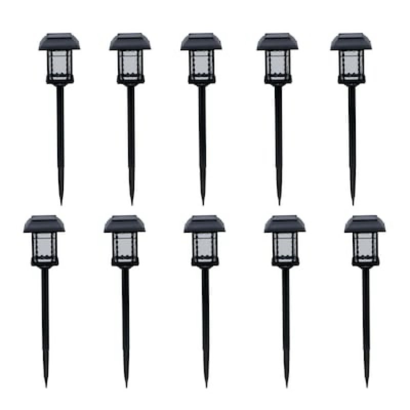 harbor breeze 10 -pack 6 -lumens black solar led outdoor path light kit with dusk-to