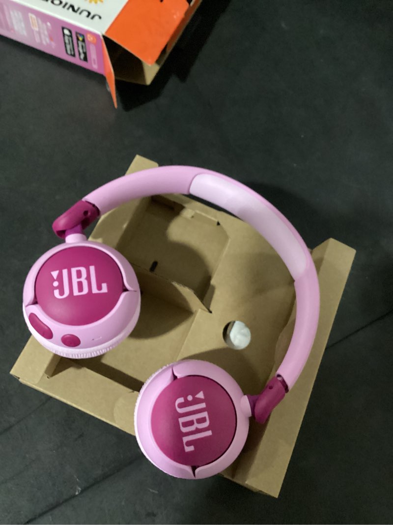 Condition photo showing New/Like New for working verified jbl junior 320bt - on-ear kids headphones - purple | jbl safe sound 85db, parental control with customizable volume playtime, easy monitoring, built-in mic, 50-hour battery life