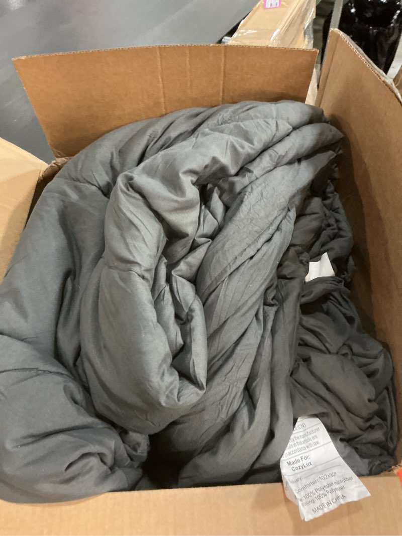Condition photo showing As Is for CozyLux King Size Comforter Set Dark Grey - 7 Pieces Bed in a Bag King, Luxury Soft Bed Set for All Seasons, Bedding Set with Down Alternative Comforter, Sheets, Pillowcases & Shams Dark Grey King