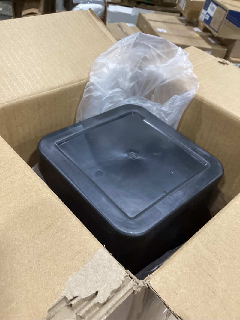 Condition photo showing As Is for Wood Grain Plastic Trash Can Swing Top Lid, 4Gal/15L Farmhouse Wastebasket Bin Retro Style with Inner Bucket, Bathroom Trash Can Hidden Bag for Room Aesthetic, Square Brown Garbage Can 2pack Square-Swing Lid - 4Gallon