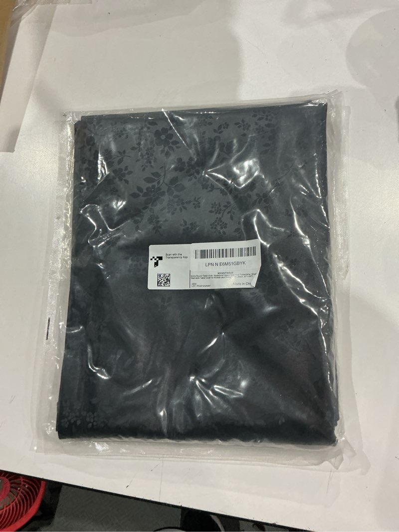 Condition photo showing New/Like New for smiry round table cloth, waterproof heavy duty vinyl tablecloths, wipeable washable table cover for kitchen and dining room (black, 60" x 60") black 60 in