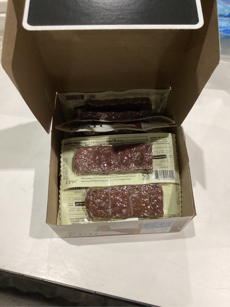 Condition photo showing New/Like New for EPIC Protein Bars, Beef Sea Salt Pepper, Keto and Paleo Friendly, 1.3 oz, 12 ct Beef Sea Salt & Pepper 12 Count (Pack of 1)