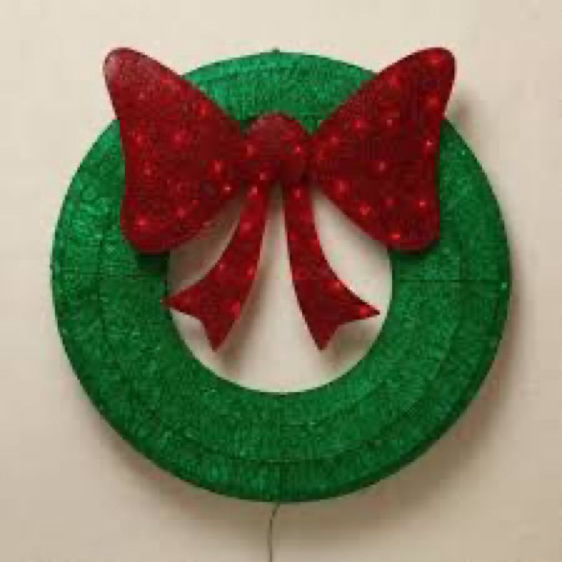 cgc extra large 90cm luxury green with red bow pre lit led christmas xmas wreath outdoor indoor
