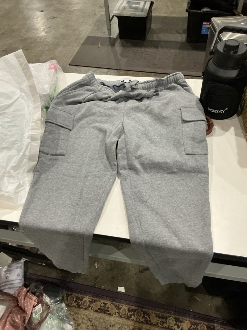 Condition photo showing As Is for similarwulful girl’s cargo sweatpants wide leg fleece lined casual pants for girl fall winter baggy high waisted pants with pockets grey 9-10 years