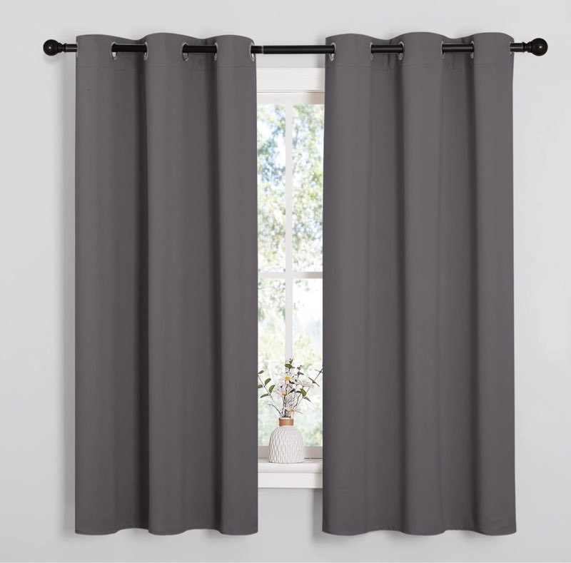 nicetown thermal insulated grommet blackout curtains for bedroom (2 panels, w42 x l63 -inch, grey) grey 42\"w x 63\"l (pack of 2)