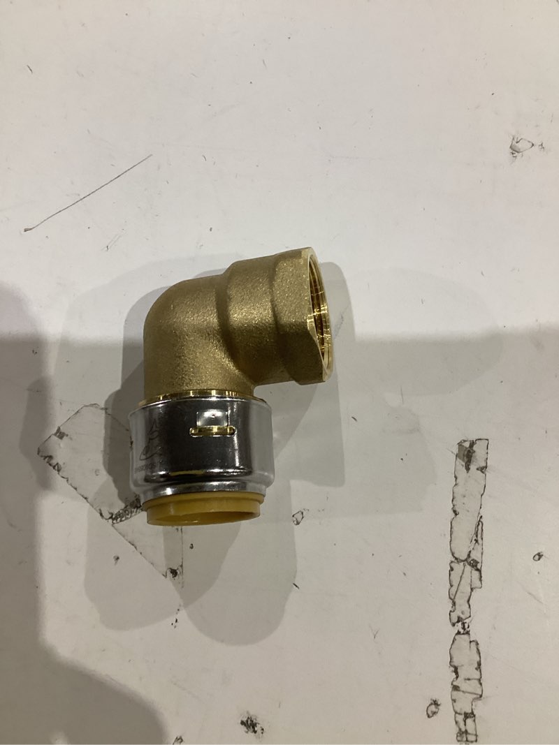 Condition photo showing As Is for max 3/4 in. push-to-connect x fip brass 90-degree elbow fitting