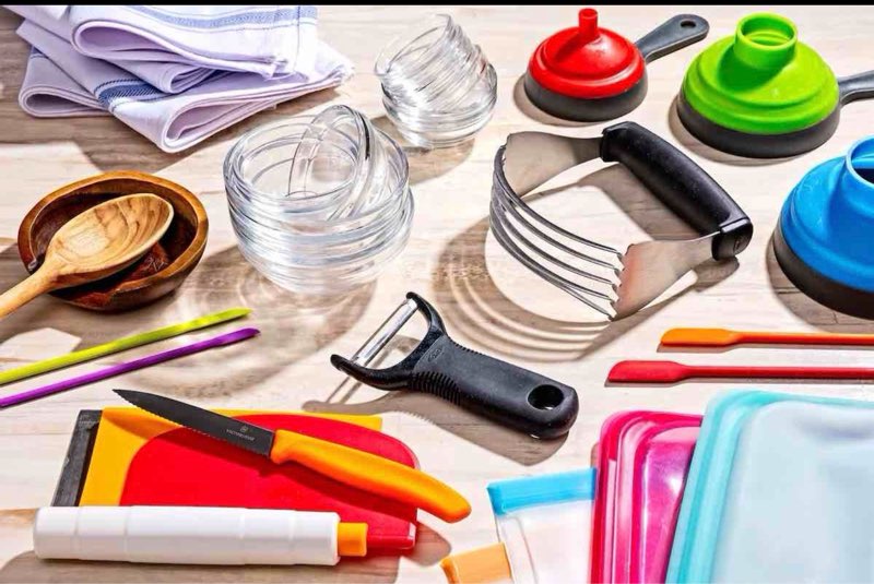 assorted kitchen tools and accessories