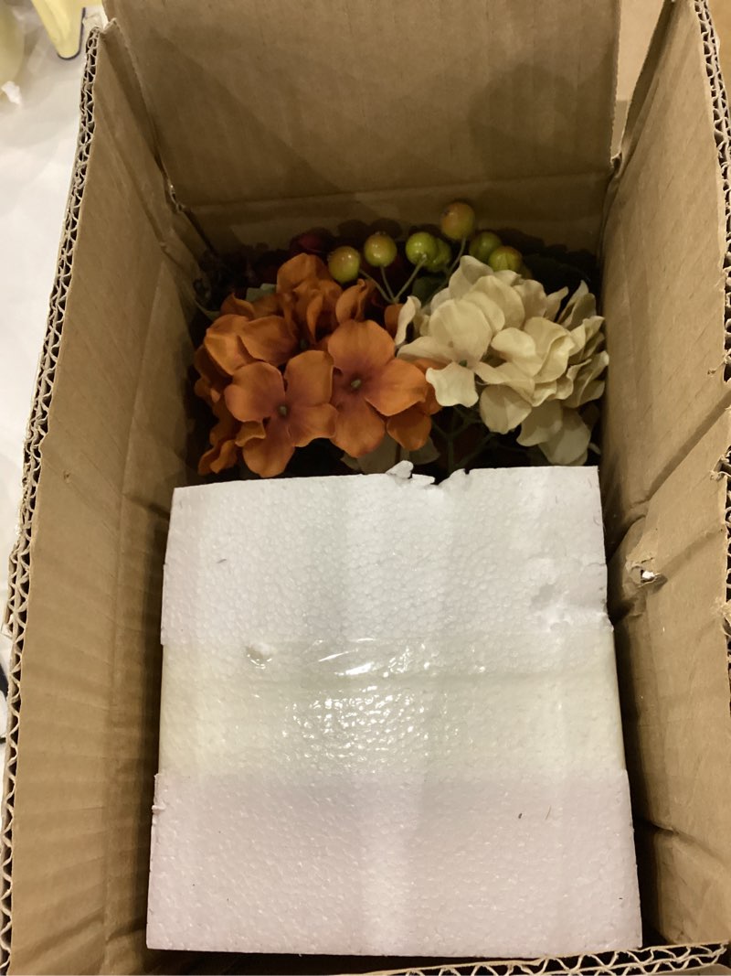 Hydrangea Artificial Flowers in Vase, Small Fall Floral Arrangements with Vase Orange Autumn Centerp