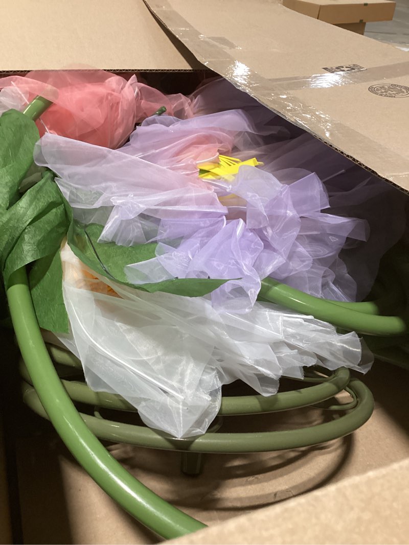 Condition photo showing As Is for leinuosen 3 pcs giant flowers for decoration 5.6 ft large organza flowers with stand for spring tea bridal shower wedding birthday party entrance decor corporate event photography booth indoor outdoor multi color classic