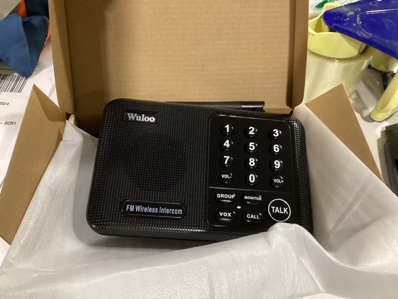 Condition photo showing Good Condition for wuloo intercoms wireless for home 1 mile (5280 feet) range 10 - channel, wireless home intercom system for house business office, room to room intercom, home communication system (2 packs, black) 2 units set