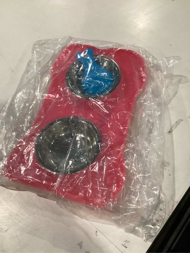 Condition photo showing New/Like New for Hubulk Pet Dog Bowls 2 Stainless Steel Dog Bowl with No Spill Non-Skid Silicone Mat + Pet Food Scoop Water and Food Feeder Bowls for Feeding Small Medium Large Dogs Cats Puppies (S, Pink) Small Pink