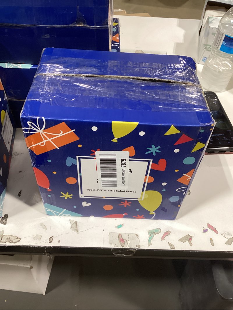 Condition photo showing New/Like New for bucla 100pieces silver rim plastic plates - 7.5inch silver salad/dessert plates disposable - ideal for weddings, parties & christmas silver 7.5inch