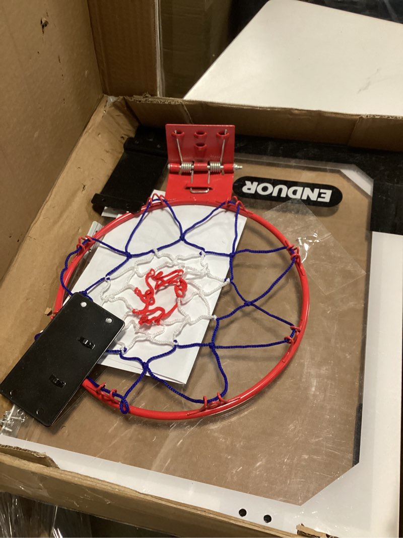 Condition photo showing As Is for Basketball Hoop Indoor for Kids & Adults, 26 x 17in Wall Mount or Over The Door Basketball Hoop, Complete Set with 2 Basket Balls & Pump, Easy to Install for Room, Office, or Classroom