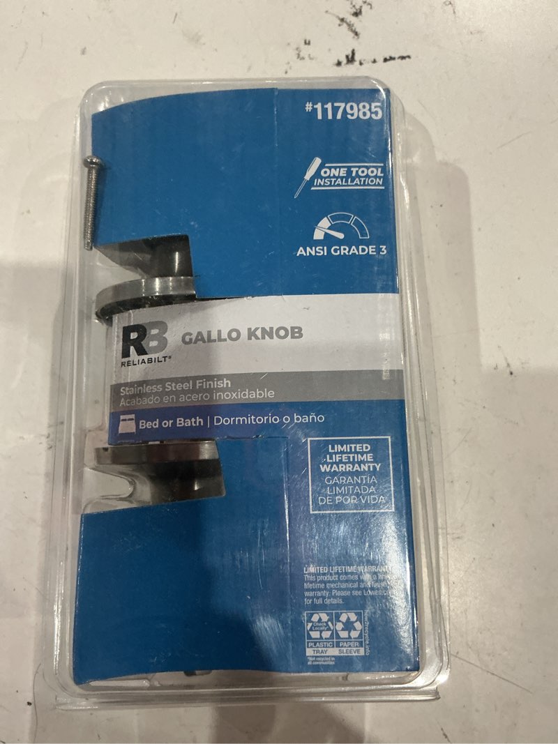 (used)reliabilt gallo stainless steel interior or bed/bath privacy door knob