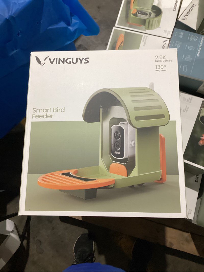 Condition photo showing New/Like New for VINGUYS® Bird Feeder with Camera, Smart Bird Feeder Camera AI Identifies 11,000+ Bird's Species, Auto-Capture 2.5K UHD Bird's Video, IP66 Waterproof Outdoor Solar Powered, Ideal Gift Green