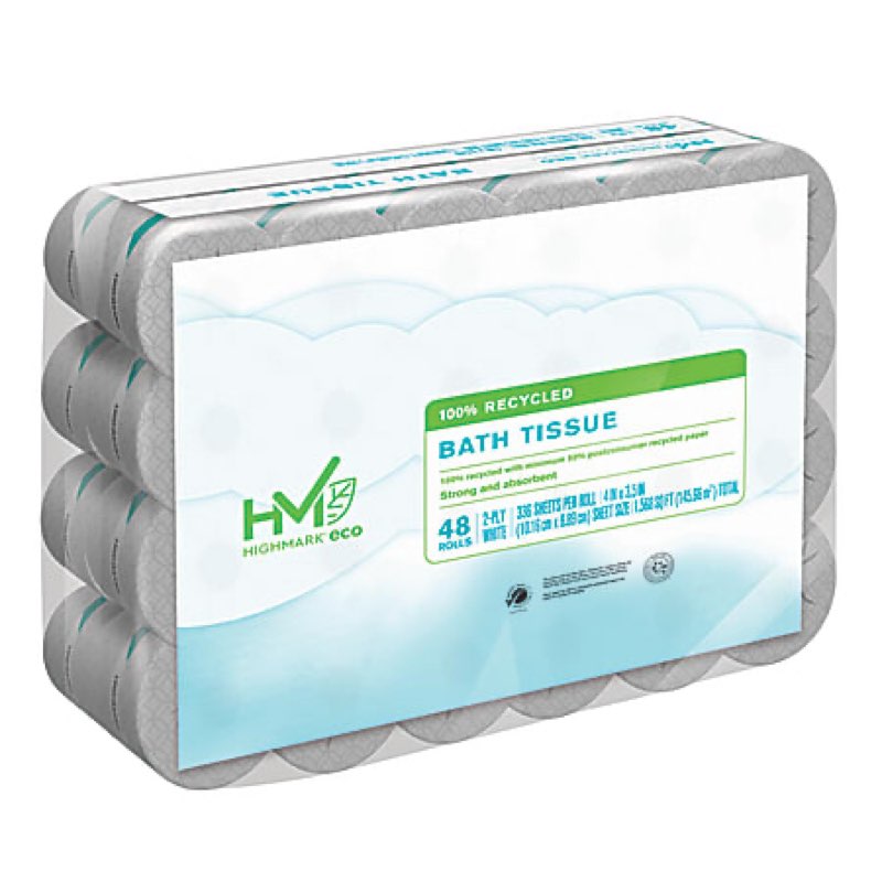 office depot(r) brand 100% recycled bathroom tissue, 336 sheets per roll, case of 48 rolls