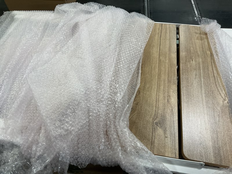 Condition photo showing Good Condition for greenforest portable small desk no assembly, 2-tier compact computer desk with shelf, space saving foldable table for home office, bedroom or apartment, portable collapsible sturdy laptop desk, oak 22 x 27.3 inch oak