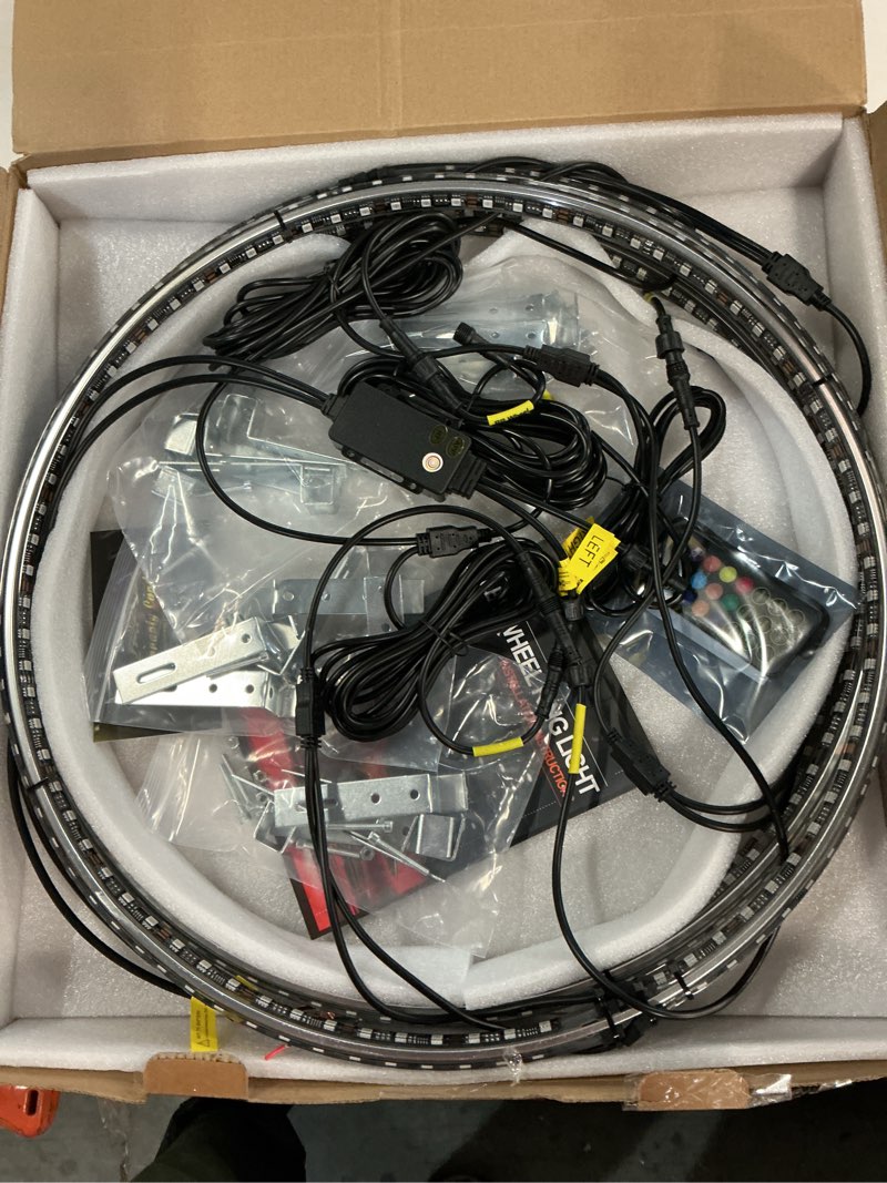 Condition photo showing Good Condition for 17inch double row wheel ring lights,brightest chasing color rim lights with turn signal and braking,wheel light 4pcs fit for truck car pickup