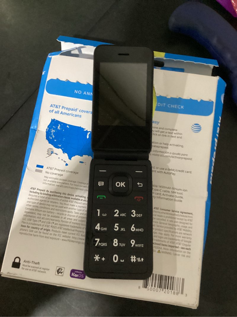 Condition photo showing As Is for doesnt power on at&t cingular flex 2, 4gb, classic navy - prepaid phone