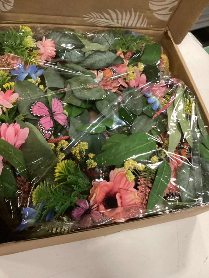Condition photo showing New/Like New for wreaths for front door 26 inch spring summer wreath with eucalyptus leaves pink blooms butterfly,for year-round use indoors and outdoors as wall, door, window, party and wedding decorations