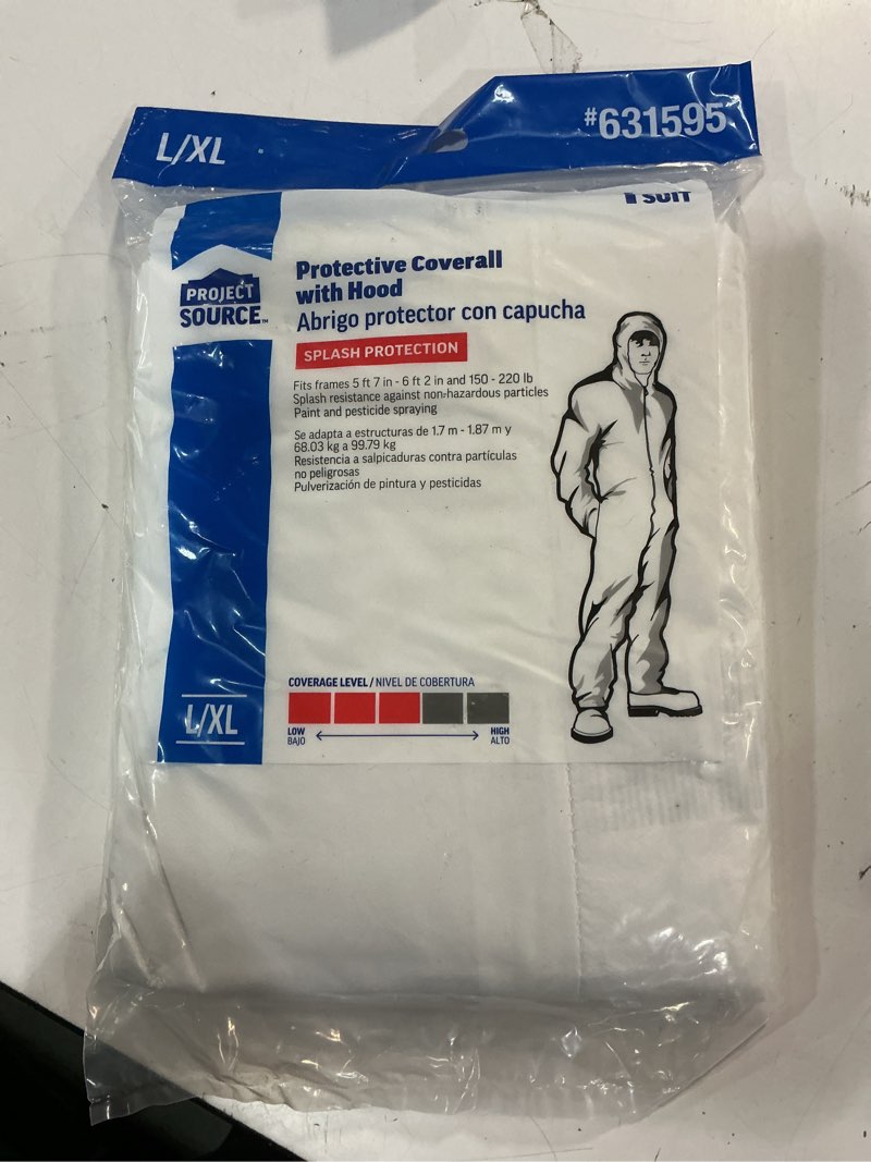 Condition photo showing New/Like New for project source adult unisex white long sleeve coverall ( x-large )