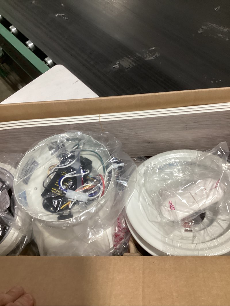 Condition photo showing Good Condition for 1k+ bought last week Harbor Breeze Calverton 52-in White with White/Driftwood Blades LED Flush Mount Ceiling Fan With Light and Remote Control Included 5 -Blade Item #5497058 | Model