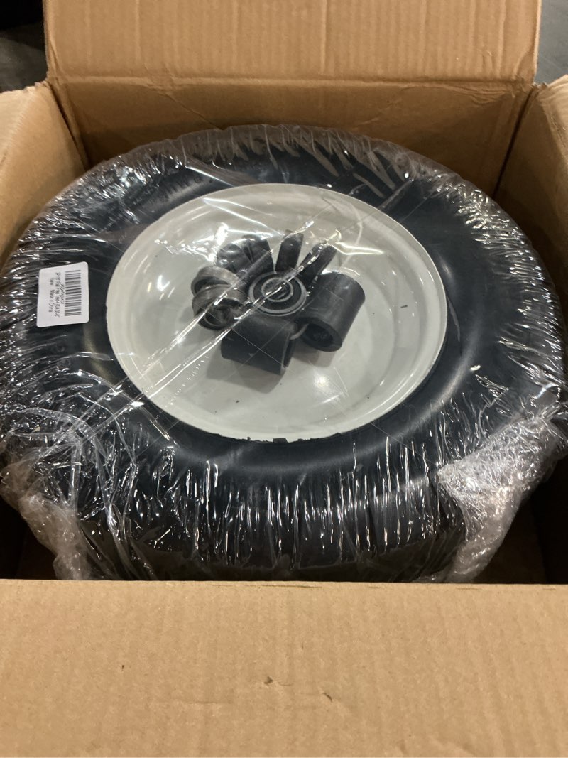 Condition photo showing New/Like New for rrq (2 pack) 4.80/4.00-8 tire and wheel, 16" pneumatic wheelbarrow tires with 3" centered hub and 3/4" bearings (comes with 5/8" id iron tube adapter), for wheelbarrow, garden cart, trailer and more