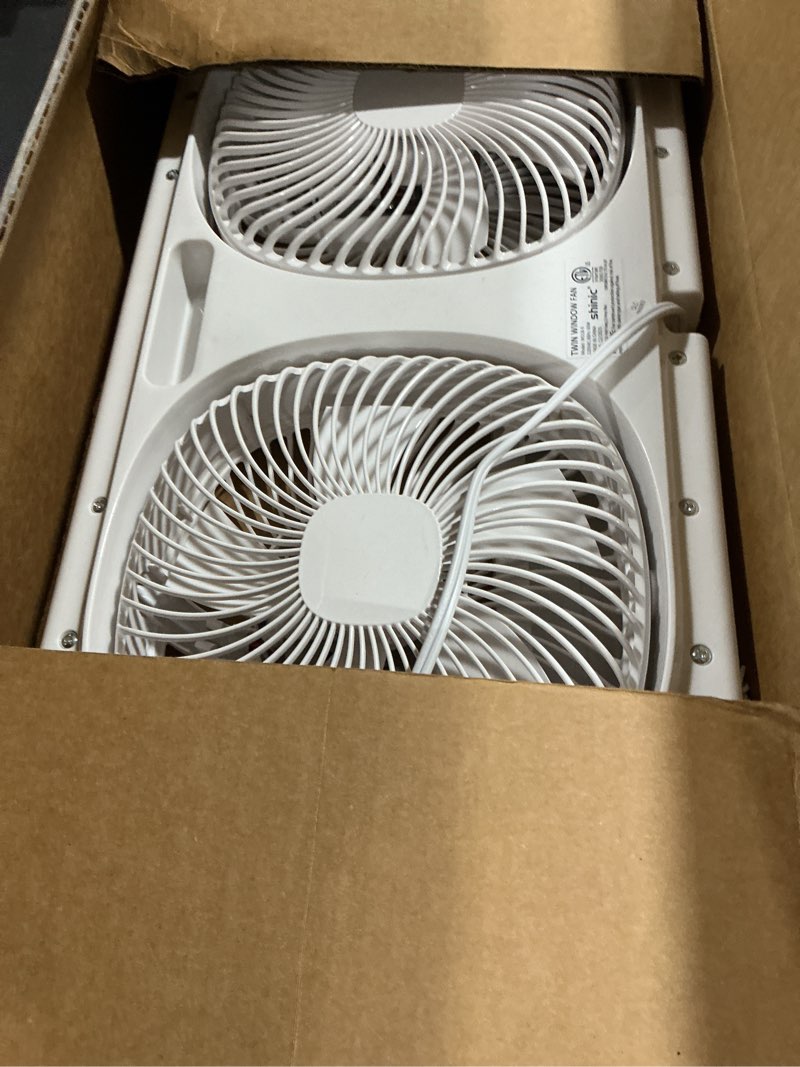 shinic 9" twin window fan with 180°+90° rotatable fans, 2-speeds, vertical window fan with rigid & a
